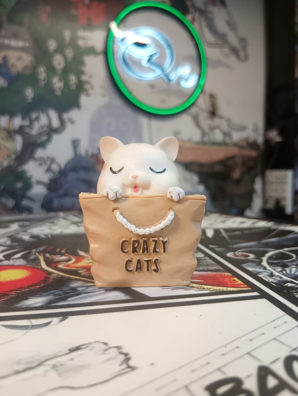 Crazy Cats Figure in Bag | Cute Resin Cat Collectible