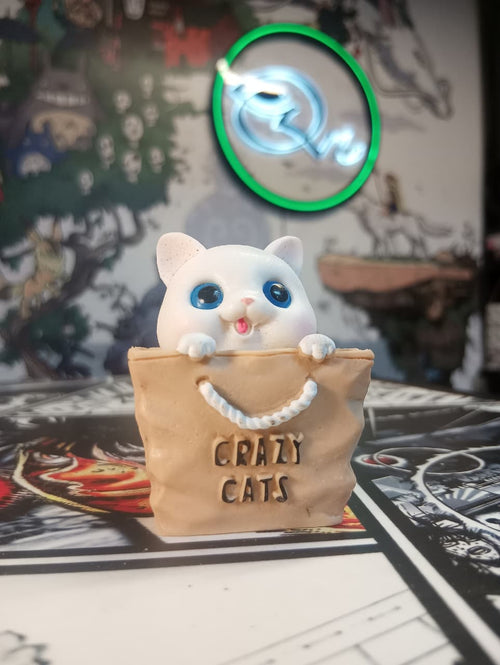 Crazy Cats Figure in Bag | Cute Resin Cat Collectible
