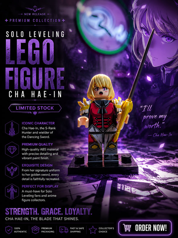 Cha Hae-In Lego Figure | Solo Leveling Premium ABS Collectible Mini Figure with Display Base